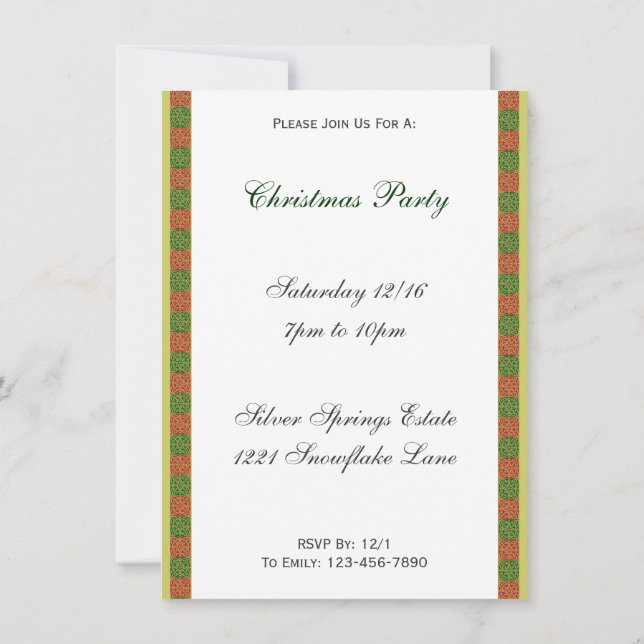 Invitation Rouge Vert Fleur de Lis Custom Holiday 4.5x6.25 (Dos)