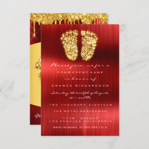 Invitation Rouges en tapis or Baby shower Royal Pieds Garçon
