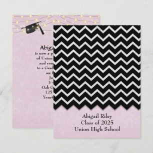 Invitation rougeur noir chevron-rose
