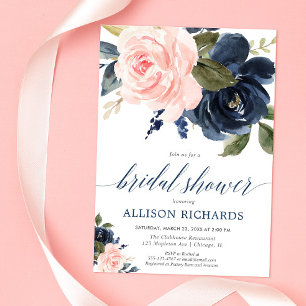Invitation Rougissent douche nuptiale florale de rose et de