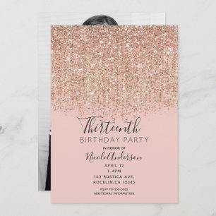 Invitation Rougissent la photo de fête d'anniversaire de