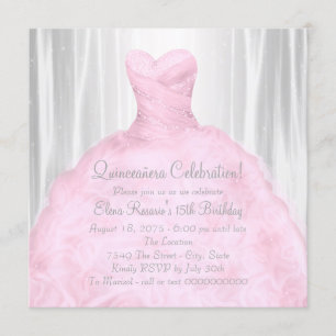 Invitation Rougissent la robe rose Quinceañera rose élégant