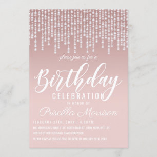 Invitation Rougissent l'anniversaire accrochant rose de