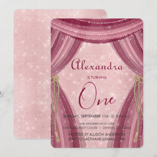 Invitation Rougissent le premier anniversaire de rose et de