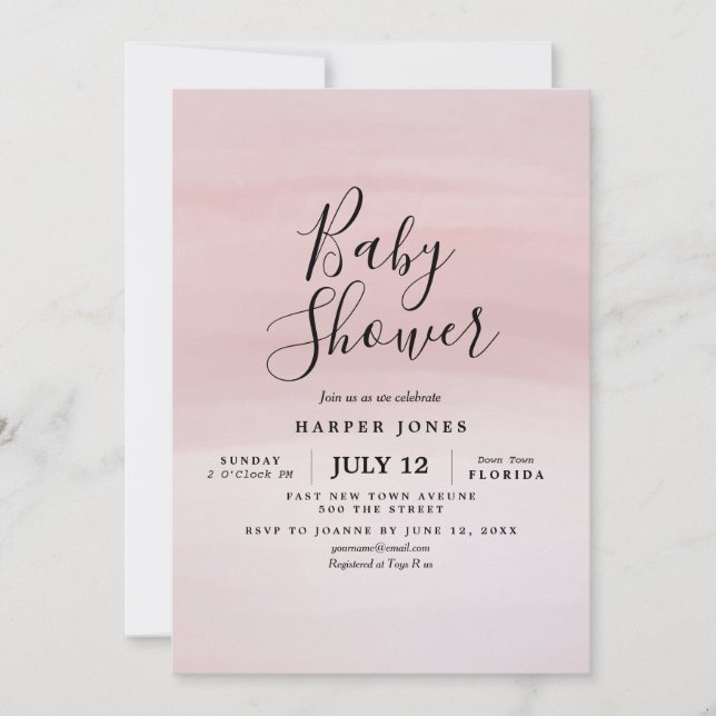 Invitation Rougissent le sip d'invitation de baby shower et (Devant)