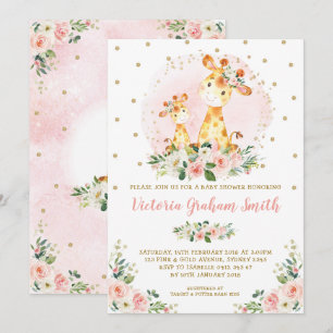 Invitation Rougissent les roses floraux de baby shower de