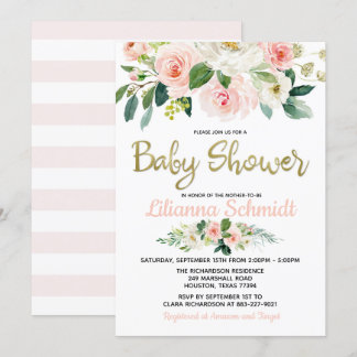 Invitation Rougissent l'invitation rose de baby shower de