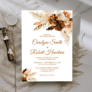 Invitation Rouille Bohème Et Pampas Grass Tout En Un Mariage