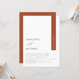 Invitation Rouille, Orange Brûlé, Mariage Minimaliste Automne