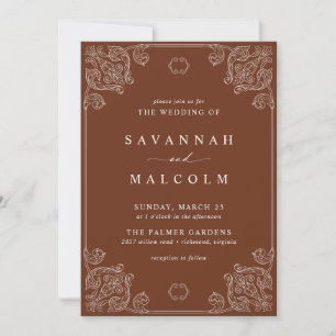 Invitation Rouille orange brûlée   Élégant Mariage de automne