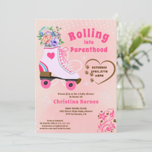 Invitation Roulage à rouleaux de teint floral rétro boho bébé