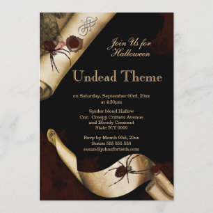 Invitation Rouleau d'araignée de Halloween d'adultes