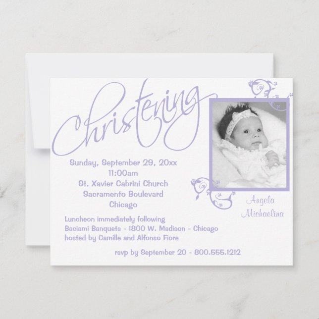 Invitation Rouleau pourpre de baptême pour le bébé (Devant)