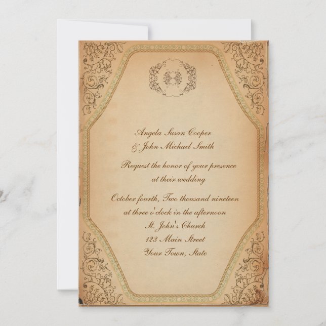 Invitation Rouleau vintage de parchemin (Devant)
