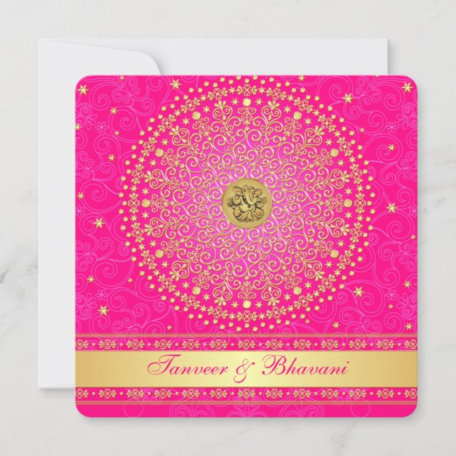 Invitation Rouleaux roses d'or de l'invitation | Ganesh de (Devant)