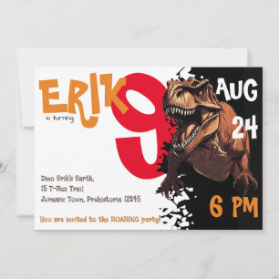 Invitation Rouler à l'aventure avec l'Anniversaire de T-Rex f