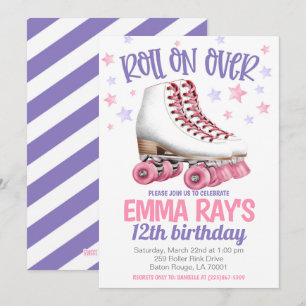 Invitation Rouler sur le patinage à roulettes Anniversaire