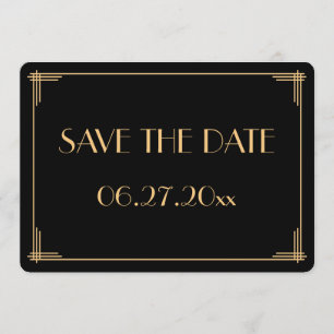 Invitation Round Great Gatsby Art Déco Mariage Enregistrer La