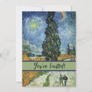 Invitation Route avec cyprès de Van Gogh Impressionnisme