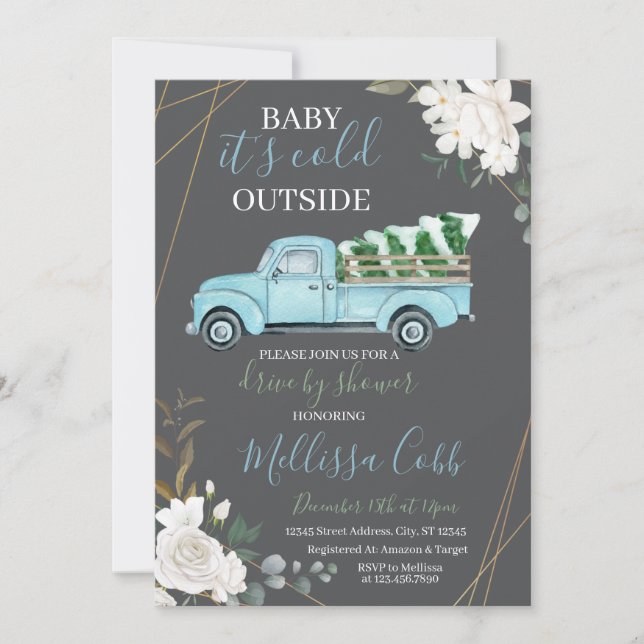 Invitation Route d'hiver par Baby shower (Devant)