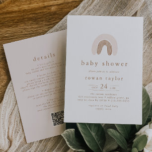 Invitation ROWAN mignonne Spring Girl QR Boho Baby shower arc