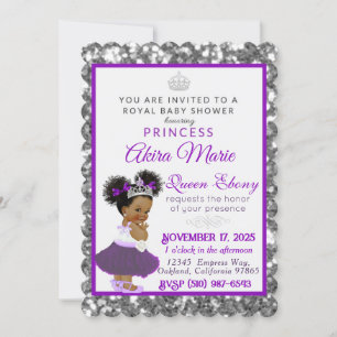 Invitation Royal African Princess Purple Parties scintillant 