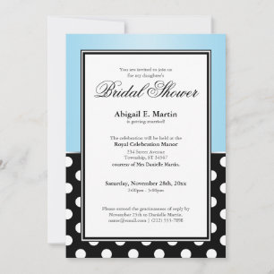 Invitation Royal Black Polka Fête des mariées bleue