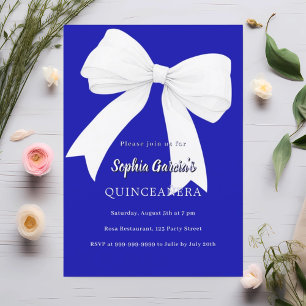 Invitation Royal bleu blanc arc Quinceanera