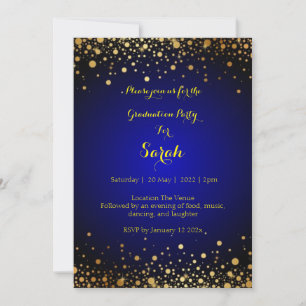 Invitation Royal Blue and Gold Graduation Party