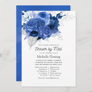 Invitation Royal Blue and Silver Floral Fête des mariées par 