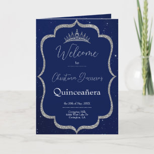 Invitation Royal Blue and Starry Night Quinceanera Program