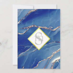 Invitation *~ ROYAL BLUE AR66 QR + RSVP Mariage d'âge