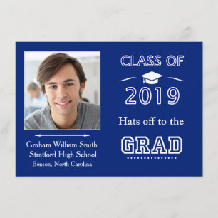 Invitation Royal blue, classe de 2019 Graduation Party Photo
