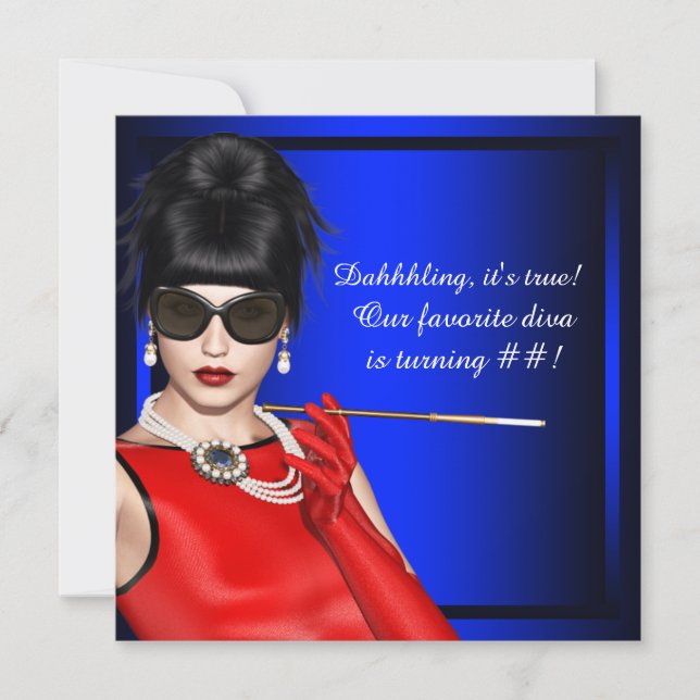 Invitation Royal Blue Classy Diva fête d'anniversaire (Devant)