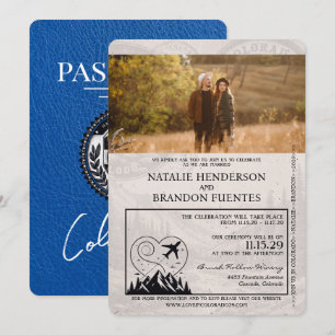Invitation Royal Blue Colorado Passport Mariage