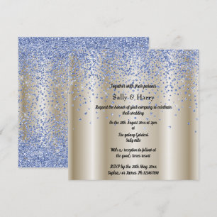 Invitation Royal Blue Diamonds mariage cristal bleu or