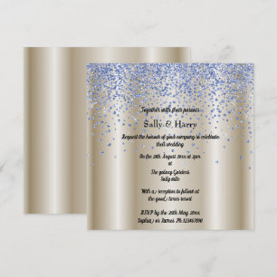 Invitation Royal Blue Diamonds mariage cristal bleu or