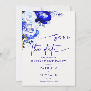 Invitation Royal Blue et Dusty Blue Retraite Enregistrer la D