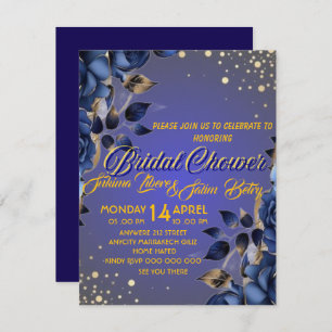 Invitation Royal Blue et Gold Digital modifiable