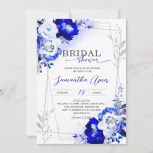 Invitation Royal Blue et Silver Bridal Showback