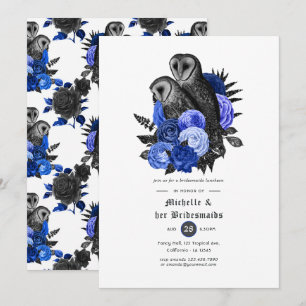 Invitation Royal Blue Floral Ows Gothic Bridesmaids Déjeuner