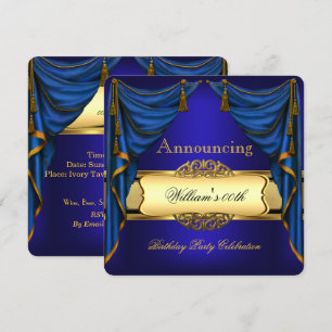 Invitation Royal Blue Gold Anniversaire Party Hommes 2