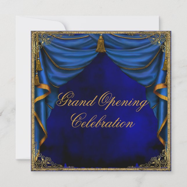Invitation Royal Blue Gold Entreprise Grand Ouverture (Devant)