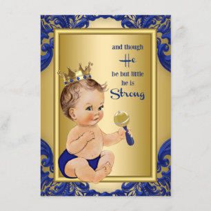 Invitation Royal Blue Gold Prince Baby shower