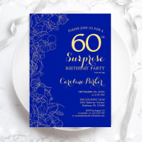 Royal Blue Gold Surprise 60e fête d'anniversaire