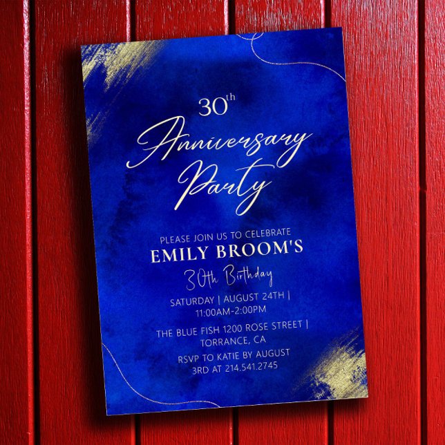 Invitation Royal Blue Golden 30e fête d'anniversaire (Créateur téléchargé)
