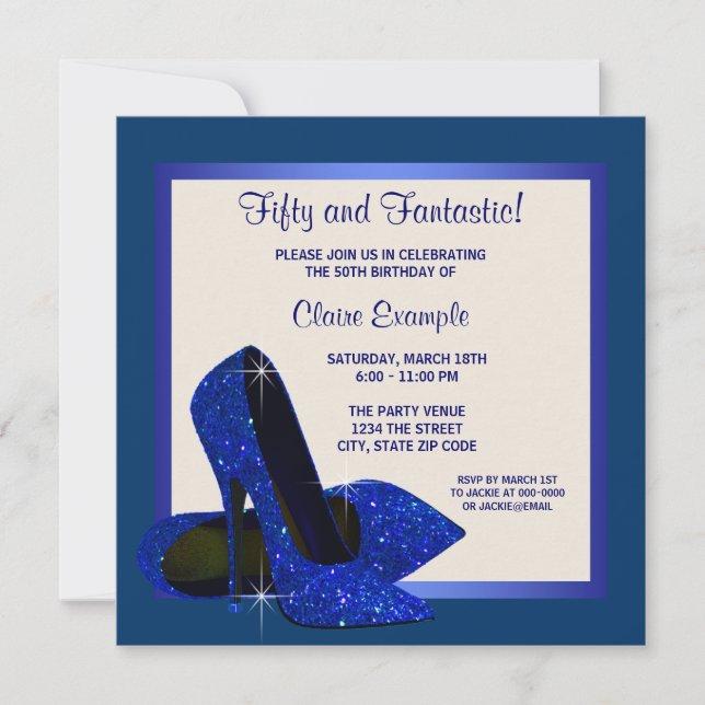 Invitation Royal Blue High Heures Fête d'anniversaire (Devant)