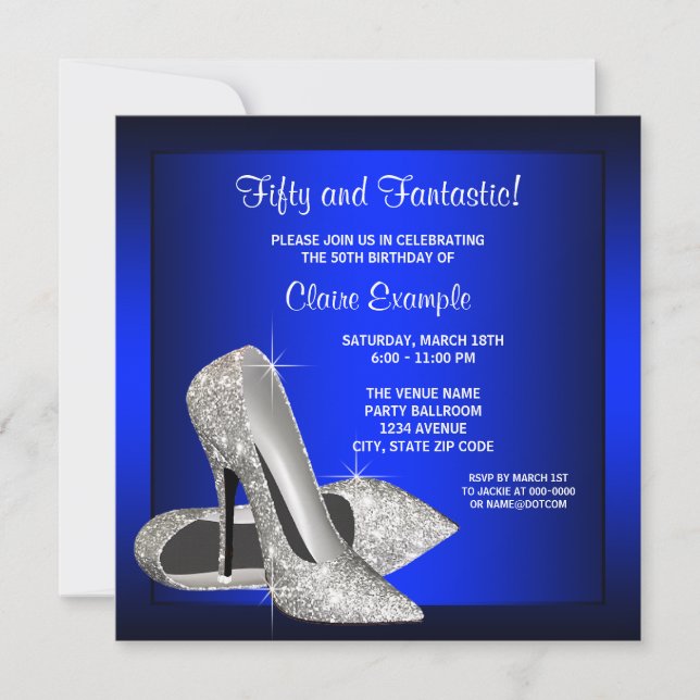 Invitation Royal Blue High Heures Fête d'anniversaire (Devant)