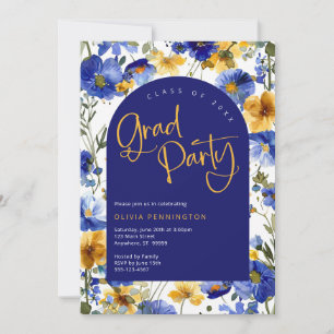 Invitation Royal Blue Jaune Fleur sauvage Grad Party Invitati