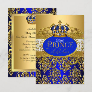 Invitation Royal Blue Little Prince Baby shower de la Couronn